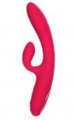 Ярко-розовый вибратор-кролик с вакуум-волновой стимуляцией Enila - 23 см.