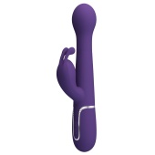 Фиолетовый вибратор-кролик Dejon с ротацией бусин и возвратно-поступательными движениями - 22,6 см.
