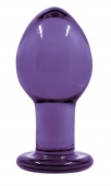 Фиолетовая стеклянная анальная пробка Crystal Medium - 7,6 см.