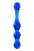 Синий стеклянный фаллоимитатор с наплывами - 20,5 см.