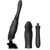 Черная секс-машина с функцией нагрева, насадками и присоской Sesh