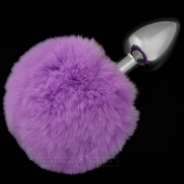 Маленькая серебристая пробка Пикантные штучки с пушистым фиолетовым хвостиком