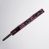 Черно-розовый ошейник с золотистой фурнитурой