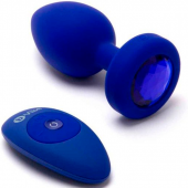 Вибропробка b-Vibe Vibrating Jewel Plug с кристаллом и пультом синяя