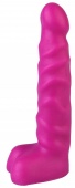 Фиолетовый анальный фаллоимитатор с мошонкой - 14 см.