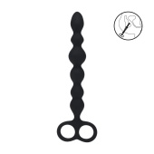 Черная анальная цепочка Beaded Silicone Anal Probe with Double Loop - 24 см.