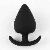 Черная силиконовая анальная пробка Soft-touch - 6,7 см.