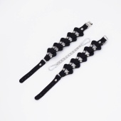 Черные кожаные наручники из звеньев