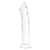 Стеклянный реалистичный фаллоимитатор Glass Dildo With Veins Flat Base прозрачный