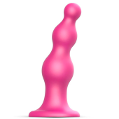Рельефный фаллоимитатор Strap-On-Me Dildo Plug Beads размер S 12,8 см розовый