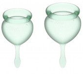 Набор из 2 менструальных чаш с кончиком-капелькой Satisfyer зеленые
