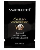 Оральный лубрикант Wicked Aqua Cinnamon Bun со вкусом булочки с корицей - 3 мл