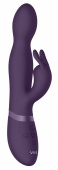 Вибратор Niva с ротацией и клиторальным стимулятором фиолетовый - 21,5 см