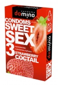 Оральные презервативы Domino Sweet Sex Клубничный коктейль  - 3 шт