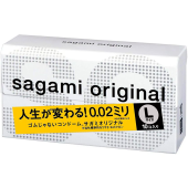 Ультратонкие полиуретановые презервативы Sagami Original 002 размера L 10 шт