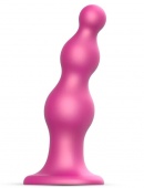 Рельефный фаллоимитатор Strap-On-Me Dildo Plug Beads размер L  14,8 см розовый