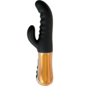 Черный вибратор с возвратно-поступательными движениями Big Thrust Rabbit - 23 см.