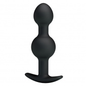 Чёрные силиконовые анальные шарики - 10,4 см.