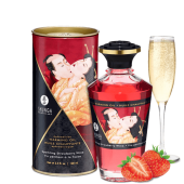Съедобное согревающее масло Shunga Клубника и шампанское - 100 мл