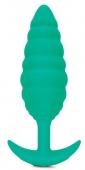 Ребристая вибропробка b-Vibe Twist Texture Plug зелёная - 13,5 см