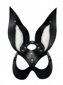 Черная маска зайки с белым мехом на ушках Miss Bunny