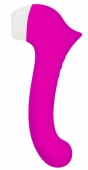Розовый клиторальный стимулятор Caldo с функцией вибратора - 19 см.