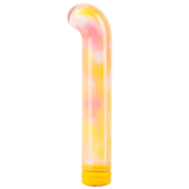 Желтый компактный вибратор из стекла Magic Cane - 12 см.