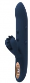 Синий вибромассажер-кролик ATHENA - 23 см.