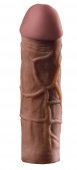 Удлиняющая и утолщающая насадка для пениса Mega Extension коричневая - 20,3 см