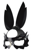 Черная лаковая кожаная маска  Зайка  с длинными ушками