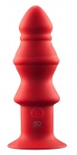 Красный ребристый анальный вибромассажер - 12,7 см.