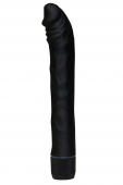 Чёрный вибромассажер-реалистик Rouge   Noir - 19 см.