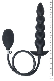 Черная анальная елочка с функцие расширения Beaded Inflatable Silicone Anal Plug