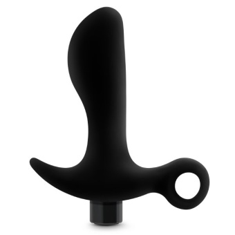 Черный анальный вибратор Silicone Vibrating Prostate Massager 01 - 10,8 см.