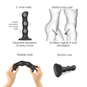 Фаллоимитатор с шариками Strap-On-Me Dildo Geisha Ball размер XL 17,7 см чёрный