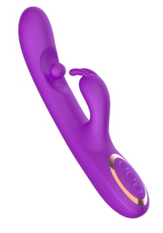 Фиолетовый вибратор-кролик с вращающимся шариком