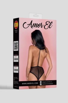 Боди с глубоким декольте Amor El Carral черное