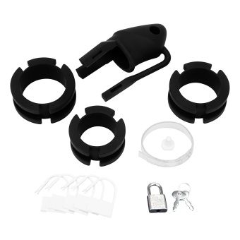 Черная клетка для пениса Silicone Small 2 in Cock Cage With Ball Divider