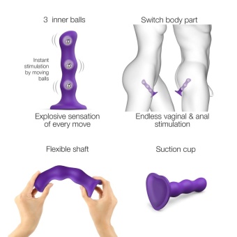 Фаллоимитатор с шариками Strap-On-Me Dildo Geisha Ball размер XL 17,7 см фиолетовый