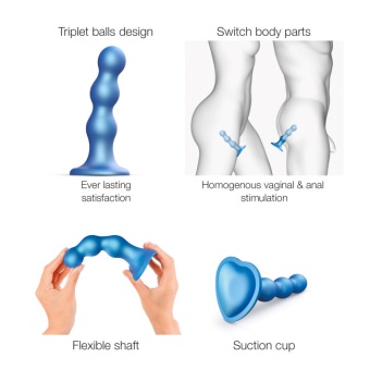 Рельефный фаллоимитатор Strap-On-Me Dildo Plug Balls размер S 12,5 см голубой Рельефный фаллоимитатор Strap-On-Me Dildo Plug Balls размер S 12,5 см голубой