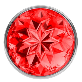 Анальная пробка Silver с красным кристаллом