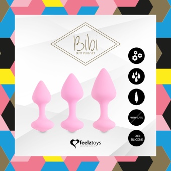 Набор из 3 нежно-розовых анальных пробок Bibi Butt Plug Set