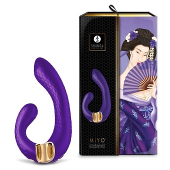 Вибратор с клиторальным стимулятором Shunga MIYO фиолетовый - 18,5 см