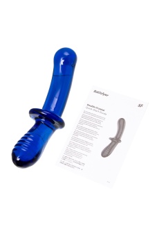 Двухсторонний фаллоимитатор Satisfyer Double Crystal из синего стекла