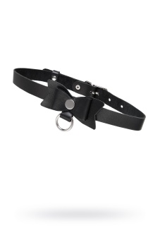 Черный чокер-ошейник с бабочкой и колечком