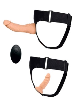 Женский страпон с 2 насадками, вибрацией и пультом ДУ