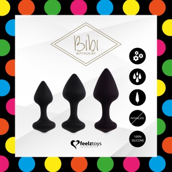 Набор из 3 черных анальных пробок Bibi Butt Plug Set
