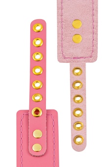 Розовый кожаный однослойный ошейник с прошивкой