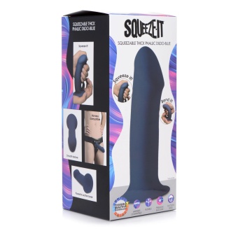 Синий гибкий фаллоимтатор Thick Phallic Dildo - 17,5 см.