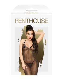Блестящее полупрозрачное платье Penthouse Love On Fire с трусиками черное